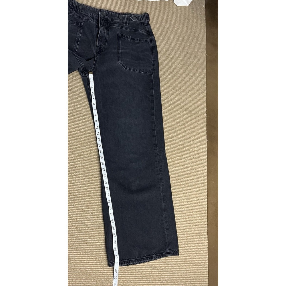 We The Free Womens 31 Jeans Black Baggy Straight Leg 100% Cotton Utility - Picture 6 of 10